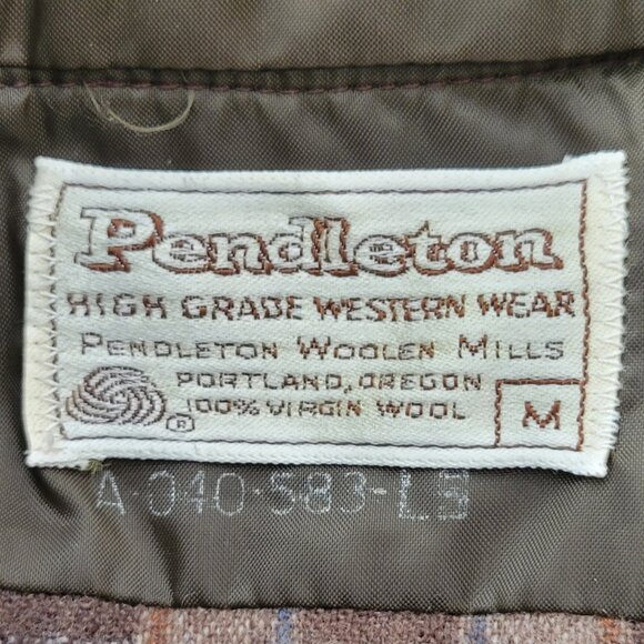 Pendleton VTG High Grade Western Wear 100% Wool Snap Front Plaid Shirt Men's M - Picture 9 of 10